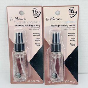 2 Pack Le Mercerie Hydrating Glow Makeup Setting Spray 1 oz ea Dewy Finish NEW